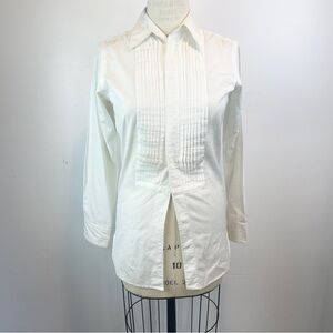 90s Jean Paul Gaultier Femme long sleeve dress shirt pin tucked tuxedo blouse 40